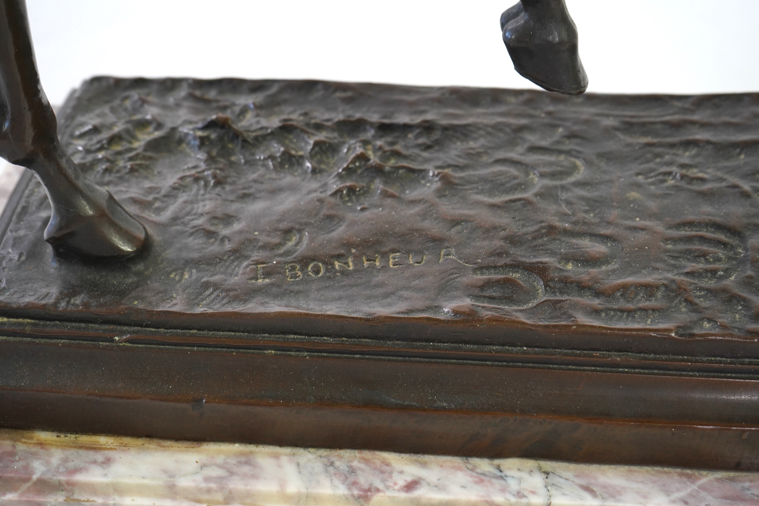 A large bronze equestrian group of a racehorse and jockey, late cast after Isidore Jules Bonheur